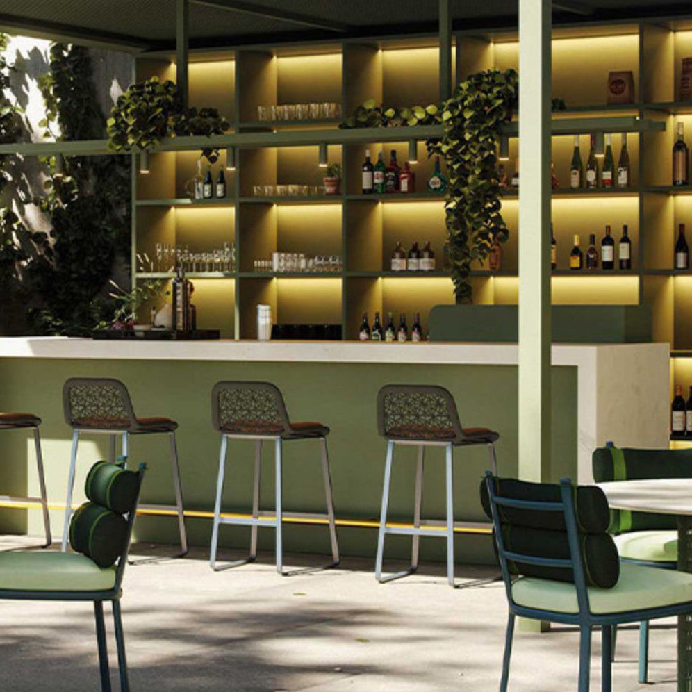 Indoor Living Room Bar Stool Upholstered Bar Stool with Footrest