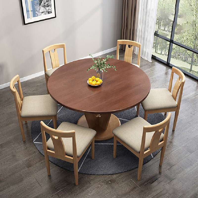 Table à manger ronde en bois moderne, base en bois d'hévéa pour salle à manger