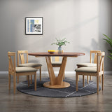 Table à manger ronde en bois moderne, base en bois d'hévéa pour salle à manger