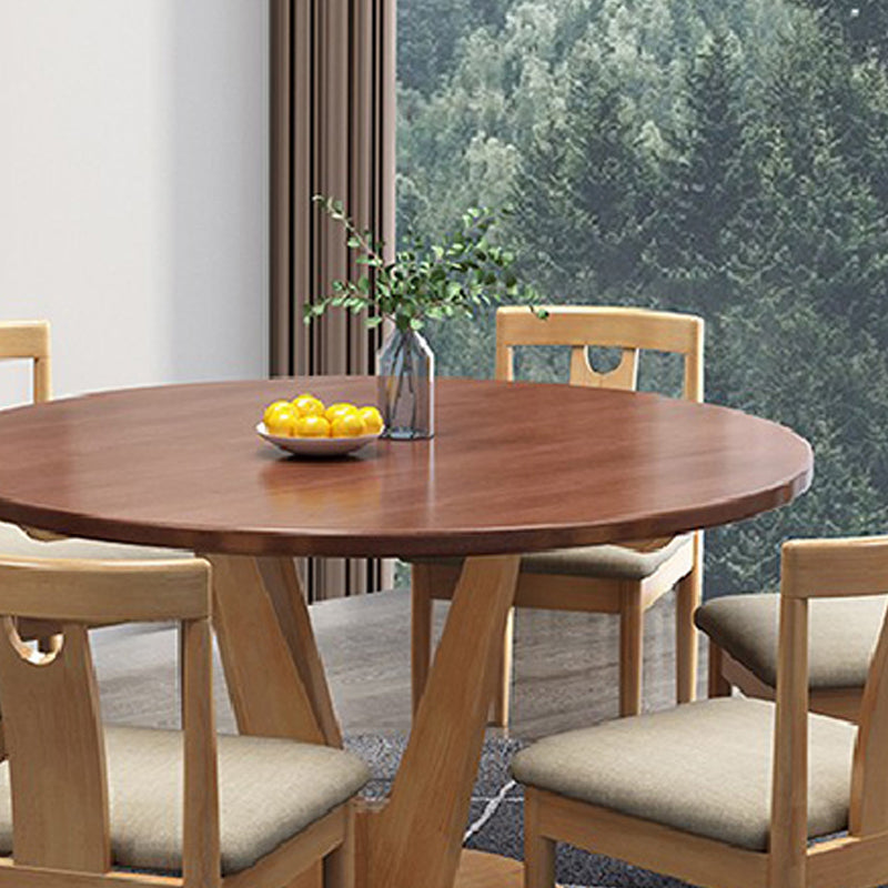 Table à manger ronde en bois moderne, base en bois d'hévéa pour salle à manger