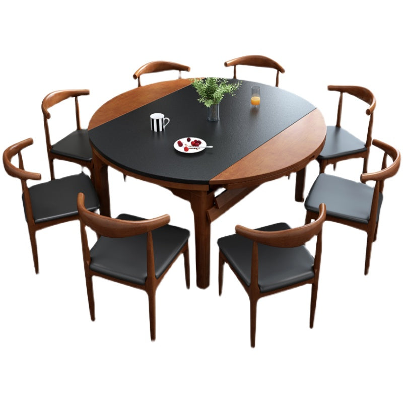 Modern Stone Scalable Dining Table Solid Wood Leg for Dining Room Clearhalo 'Dining Tables & Seating' 'Dining Tables' 'dining_table' 'furn' 'furn_dining_table' 'Furniture' 'Kitchen & Dining Furniture' 7454333