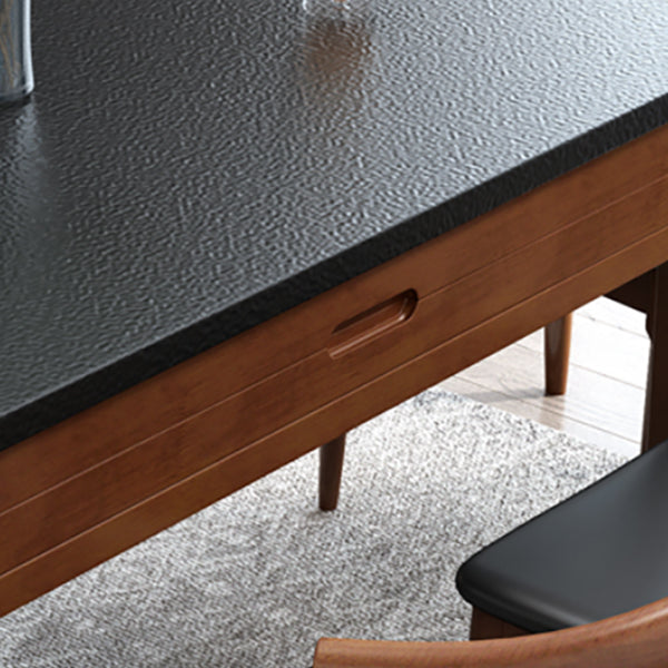 Modern Stone Scalable Dining Table Solid Wood Leg for Dining Room Clearhalo 'Dining Tables & Seating' 'Dining Tables' 'dining_table' 'furn' 'furn_dining_table' 'Furniture' 'Kitchen & Dining Furniture' 7454337