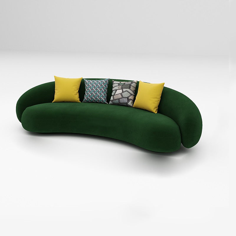 Scandinavian 24.8" H Solid Color Velvet Slope Arm Sofa For Living Room 83"L x 35"W x 25"H Green Clearhalo 'furn' 'furn_sofas' 'Furniture' 'Living Room Furniture' 'Sofa' 'sofas' 7454489