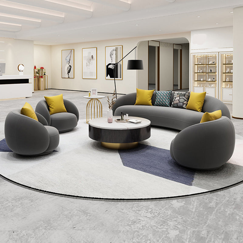 Scandinavian 24.8" H Solid Color Velvet Slope Arm Sofa For Living Room Clearhalo 'furn' 'furn_sofas' 'Furniture' 'Living Room Furniture' 'Sofa' 'sofas' 7454490