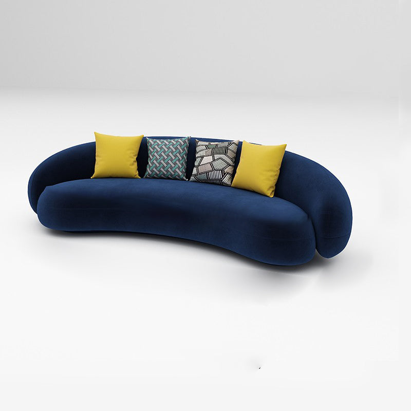 Scandinavian 24.8" H Solid Color Velvet Slope Arm Sofa For Living Room 83"L x 35"W x 25"H Blue Clearhalo 'furn' 'furn_sofas' 'Furniture' 'Living Room Furniture' 'Sofa' 'sofas' 7454492
