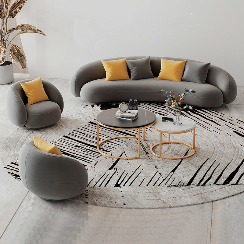 Scandinavian 24.8" H Solid Color Velvet Slope Arm Sofa For Living Room Clearhalo 'furn' 'furn_sofas' 'Furniture' 'Living Room Furniture' 'Sofa' 'sofas' 7454494