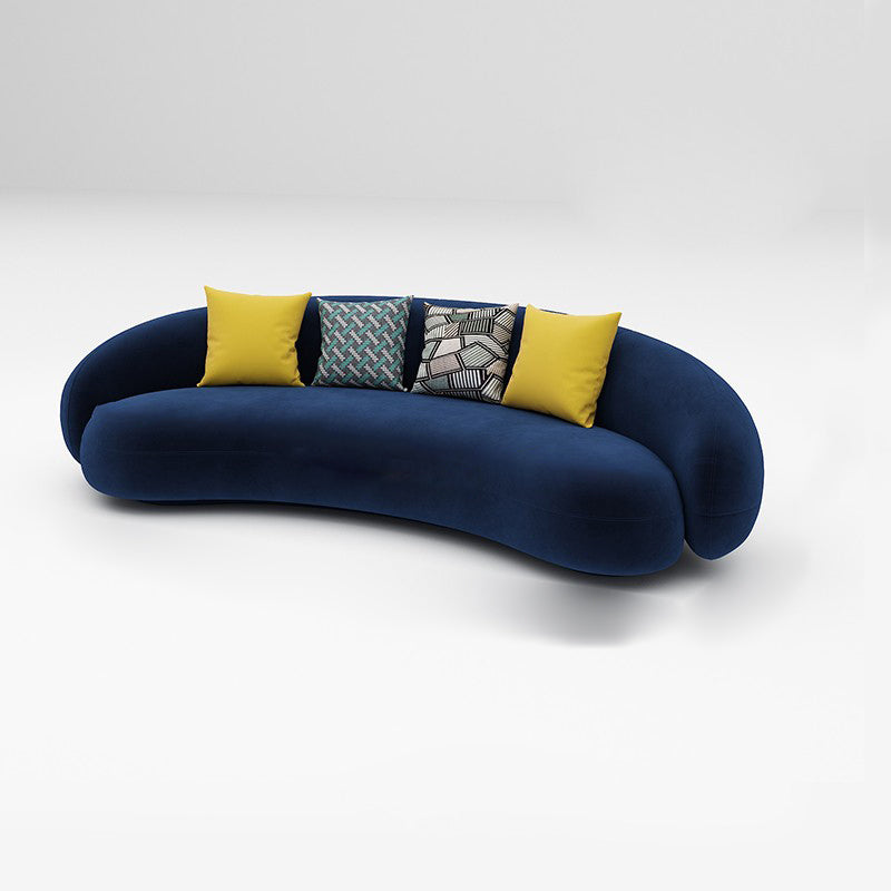 Scandinavian 24.8" H Solid Color Velvet Slope Arm Sofa For Living Room 94"L x 35"W x 25"H Blue Clearhalo 'furn' 'furn_sofas' 'Furniture' 'Living Room Furniture' 'Sofa' 'sofas' 7454499