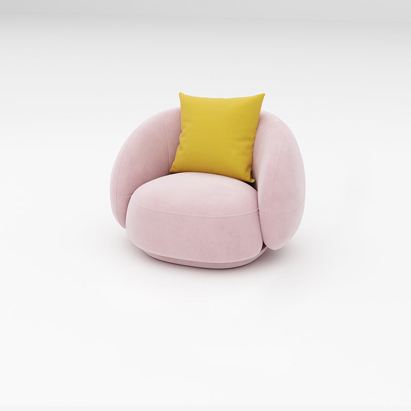 Scandinavian 24.8" H Solid Color Velvet Slope Arm Sofa For Living Room 35"L x 29.5"W x 24"H Pink Clearhalo 'furn' 'furn_sofas' 'Furniture' 'Living Room Furniture' 'Sofa' 'sofas' 7454506