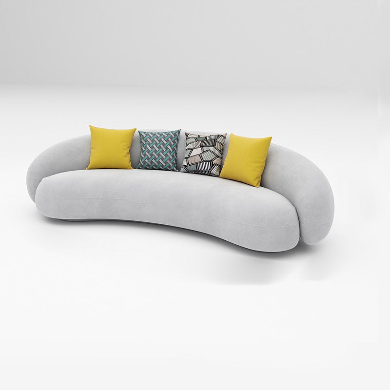 Scandinavian 24.8" H Solid Color Velvet Slope Arm Sofa For Living Room 83"L x 35"W x 25"H Light Gray Clearhalo 'furn' 'furn_sofas' 'Furniture' 'Living Room Furniture' 'Sofa' 'sofas' 7454507