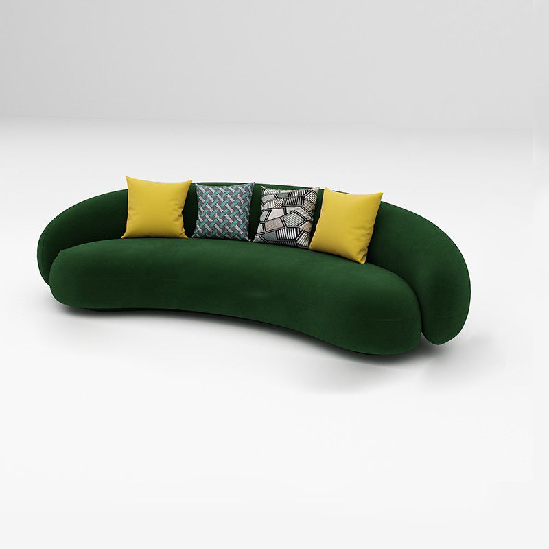 Scandinavian 24.8" H Solid Color Velvet Slope Arm Sofa For Living Room 94"L x 35"W x 25"H Green Clearhalo 'furn' 'furn_sofas' 'Furniture' 'Living Room Furniture' 'Sofa' 'sofas' 7454508