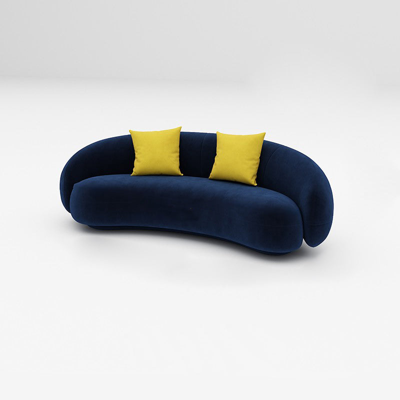 Scandinavian 24.8" H Solid Color Velvet Slope Arm Sofa For Living Room 71"L x 35"W x 25"H Blue Clearhalo 'furn' 'furn_sofas' 'Furniture' 'Living Room Furniture' 'Sofa' 'sofas' 7454511