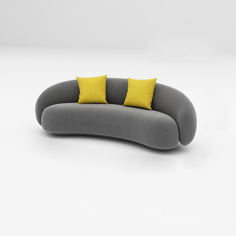 Scandinavian 24.8" H Solid Color Velvet Slope Arm Sofa For Living Room 71"L x 35"W x 25"H Dark Gray Clearhalo 'furn' 'furn_sofas' 'Furniture' 'Living Room Furniture' 'Sofa' 'sofas' 7454514