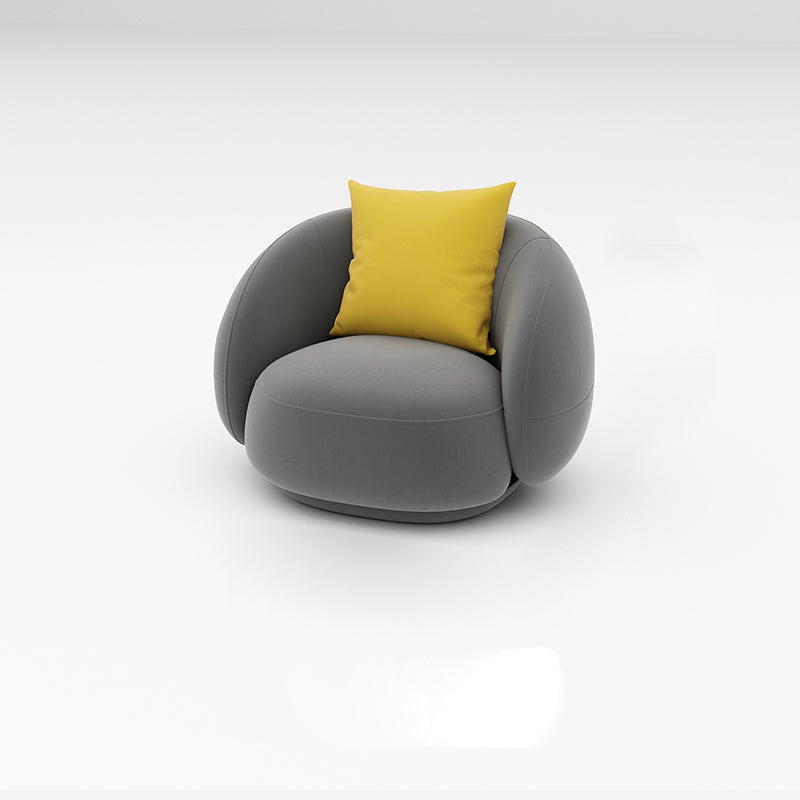 Scandinavian 24.8" H Solid Color Velvet Slope Arm Sofa For Living Room 35"L x 29.5"W x 24"H Dark Gray Clearhalo 'furn' 'furn_sofas' 'Furniture' 'Living Room Furniture' 'Sofa' 'sofas' 7454515