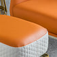 Tufted Back Lounge Chair Leather Ottoman Set with Gold Tone Legs