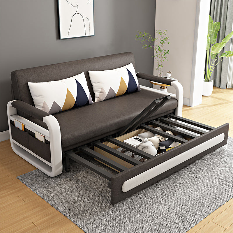 Square Arms Convertible Sofas Folding Faux Leather Sleeper Sofa Clearhalo 'furn' 'furn_futons' 'Furniture' 'Futons & Daybeds' 'Futons' 'Living Room Furniture' 7454565