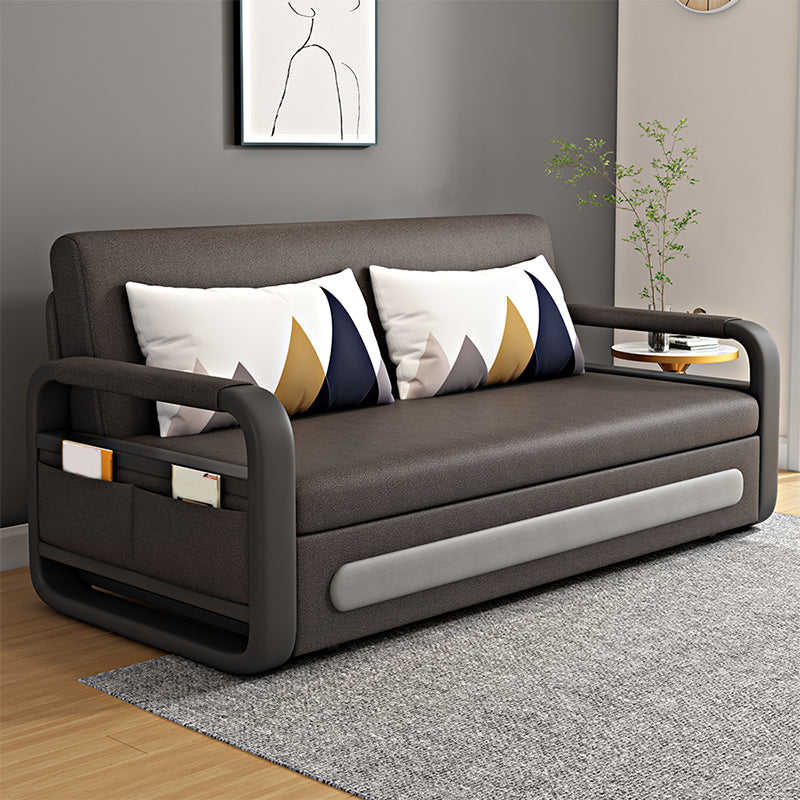 Square Arms Convertible Sofas Folding Faux Leather Sleeper Sofa Clearhalo 'furn' 'furn_futons' 'Furniture' 'Futons & Daybeds' 'Futons' 'Living Room Furniture' 7454566
