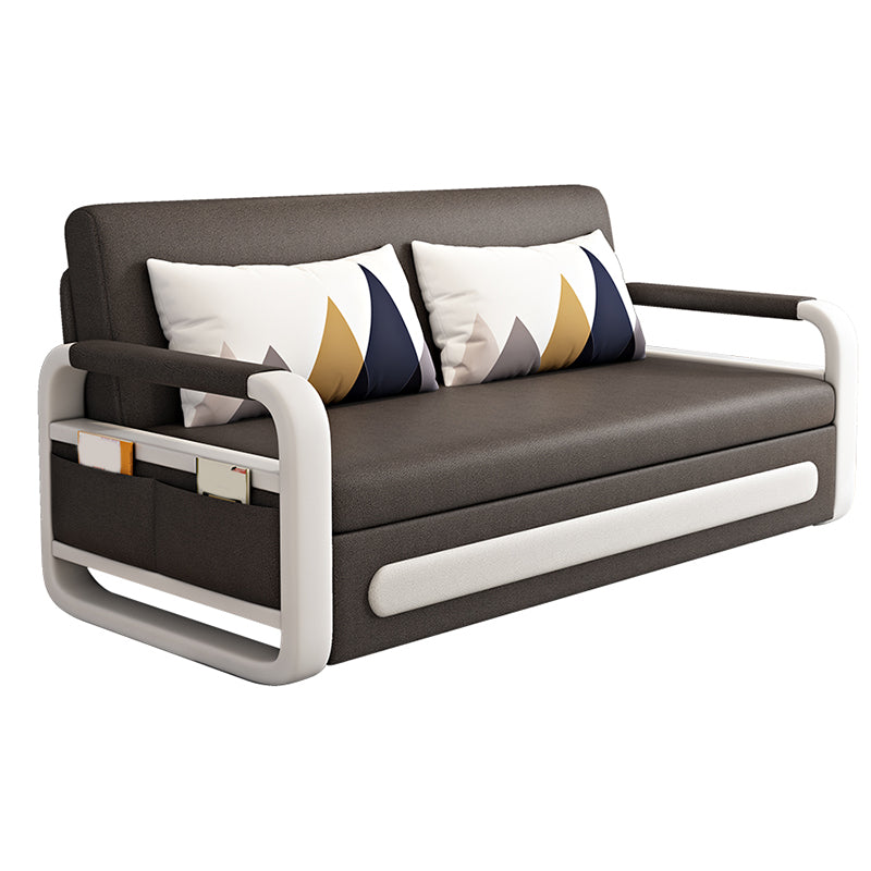 Square Arms Convertible Sofas Folding Faux Leather Sleeper Sofa Clearhalo 'furn' 'furn_futons' 'Furniture' 'Futons & Daybeds' 'Futons' 'Living Room Furniture' 7454567