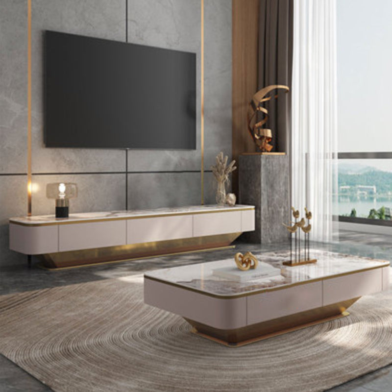 Glam TV Console Stone Media Console TV Stand Enclosed Storage Console with Drawers Clearhalo 'furn' 'furn_tv_stands_entertainment_centers' 'Furniture' 'Living Room Furniture' 'TV Stands & Entertainment Centers' 'TV Stands & Media Storage Furniture' 'tv_stands_entertainment_centers' 7455765