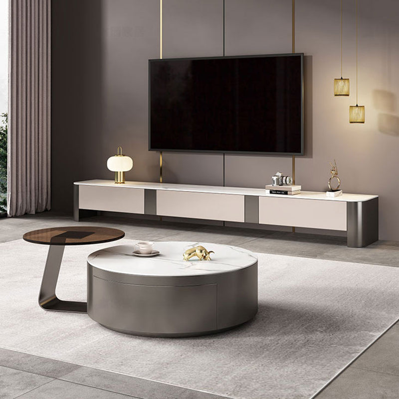 Glam TV Console Stone Enclosed Storage Media Console with Drawers for Home Clearhalo 'furn' 'furn_tv_stands_entertainment_centers' 'Furniture' 'Living Room Furniture' 'TV Stands & Entertainment Centers' 'TV Stands & Media Storage Furniture' 'tv_stands_entertainment_centers' 7455787