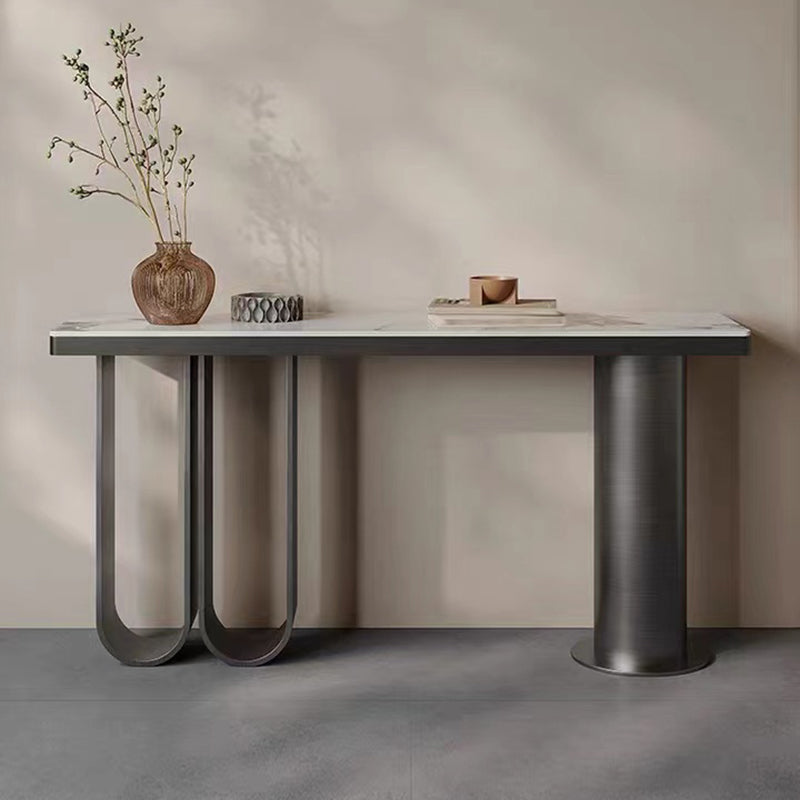 Tavolo da console a forma rettangolare tavolo di divano in pietra contemporanea in nero