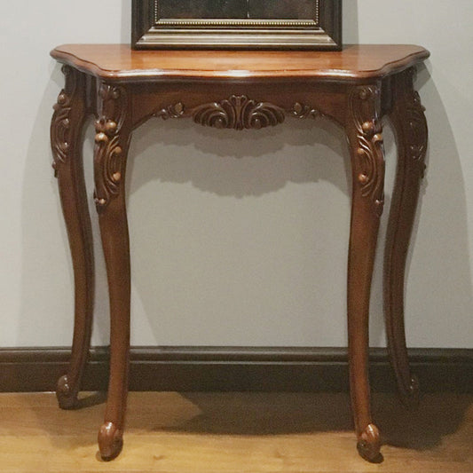 Free Form Shape Contemporary Console Table in Brown Wood Console Sofa Table