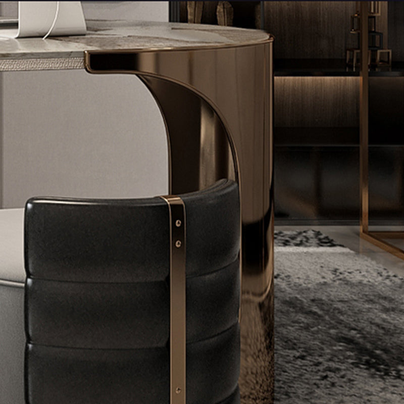 Bureau de bureau en métal Glam Style Stone Writing Bureau avec 3 tiroirs