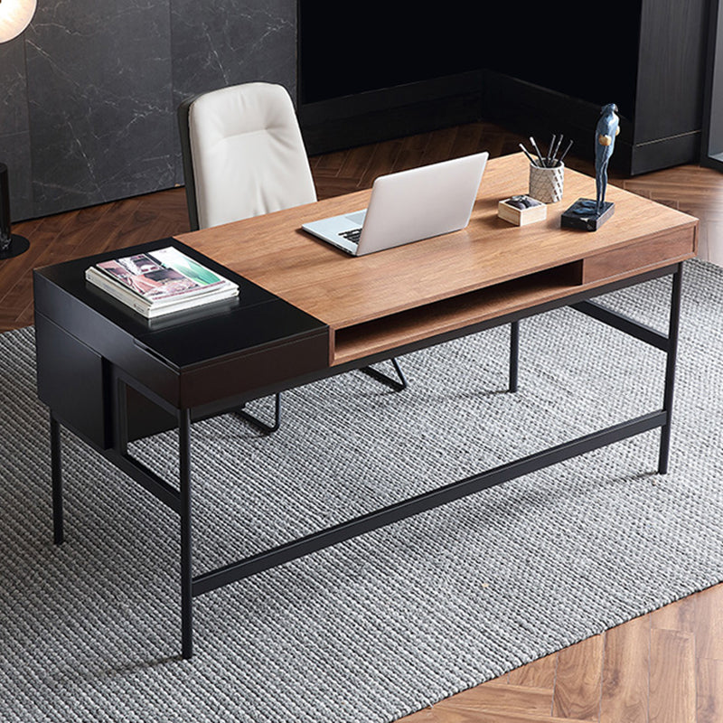 Industrial Engineered Wood Writing Desk Rectangular Office Desk with 2 Drawers 63"L x 27.6"W x 29.5"H Clearhalo 'furn' 'furn_office_desk' 'Furniture' 'Office Desks' 'Office Furniture' 'office_desk' 7456042