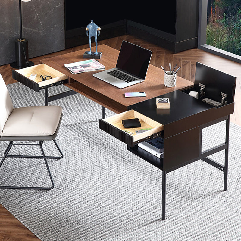 Industrial Engineered Wood Writing Desk Rectangular Office Desk with 2 Drawers 55.1"L x 23.6"W x 29.5"H Clearhalo 'furn' 'furn_office_desk' 'Furniture' 'Office Desks' 'Office Furniture' 'office_desk' 7456044