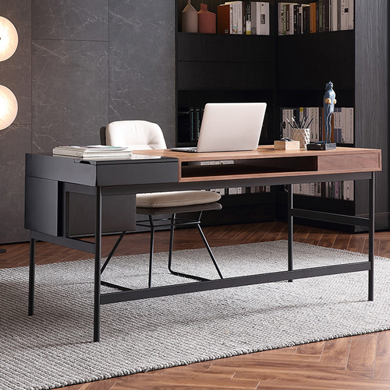 Industrial Engineered Wood Writing Desk Rectangular Office Desk with 2 Drawers Clearhalo 'furn' 'furn_office_desk' 'Furniture' 'Office Desks' 'Office Furniture' 'office_desk' 7456045
