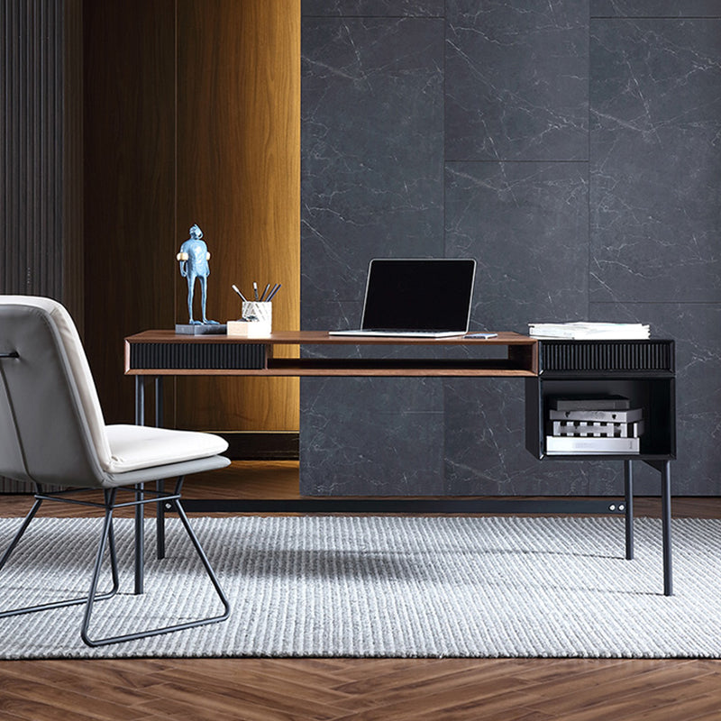 Industrial Engineered Wood Writing Desk Rectangular Office Desk with 2 Drawers Clearhalo 'furn' 'furn_office_desk' 'Furniture' 'Office Desks' 'Office Furniture' 'office_desk' 7456046