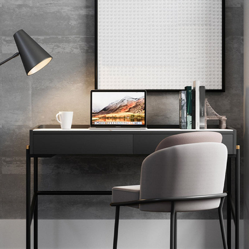 Scrivania di scrittura in pietra in stile industriale scrivania rettangolare con 2 cassetti