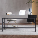 Industrial Style Stone Writing Desk Rectangular Office Desk with 3 Drawers Clearhalo 'furn' 'furn_office_desk' 'Furniture' 'Office Desks' 'Office Furniture' 'office_desk' 7456069
