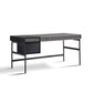 Industrial Style Stone Writing Desk Rectangular Office Desk with 3 Drawers 55.1"L x 25.6"W x 29.5"H Gray Clearhalo 'furn' 'furn_office_desk' 'Furniture' 'Office Desks' 'Office Furniture' 'office_desk' 7456070