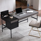 Industrial Style Stone Writing Desk Rectangular Office Desk with 3 Drawers 63"L x 27.6"W x 29.5"H Gray Clearhalo 'furn' 'furn_office_desk' 'Furniture' 'Office Desks' 'Office Furniture' 'office_desk' 7456072