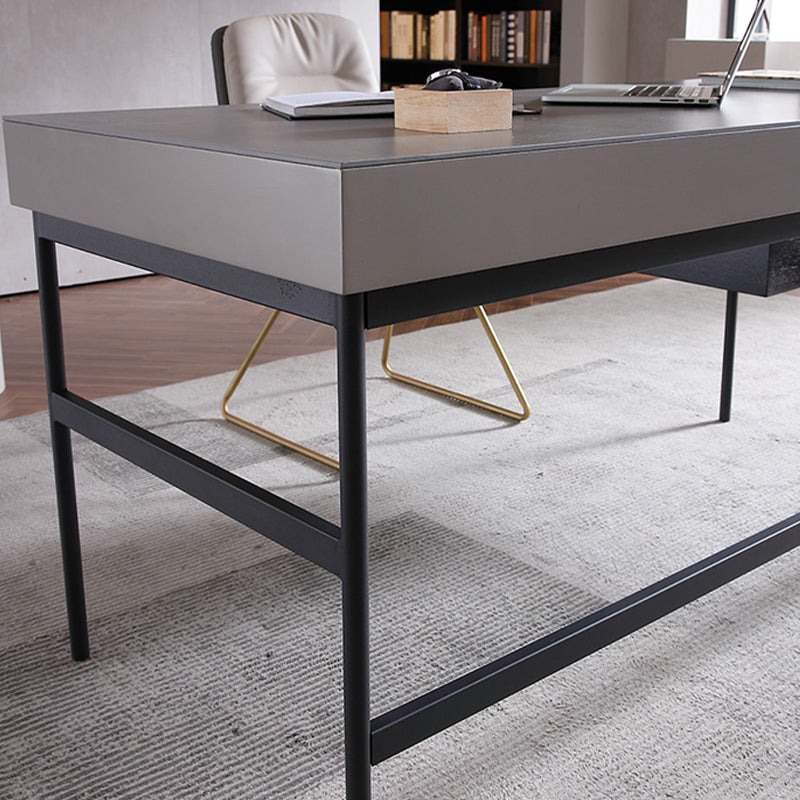 Industrial Style Stone Writing Desk Rectangular Office Desk with 3 Drawers Clearhalo 'furn' 'furn_office_desk' 'Furniture' 'Office Desks' 'Office Furniture' 'office_desk' 7456076