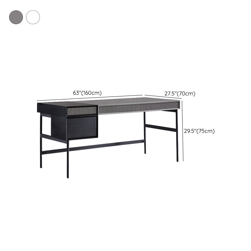 Industrial Style Stone Writing Desk Rectangular Office Desk with 3 Drawers Clearhalo 'furn' 'furn_office_desk' 'Furniture' 'Office Desks' 'Office Furniture' 'office_desk' 7456081