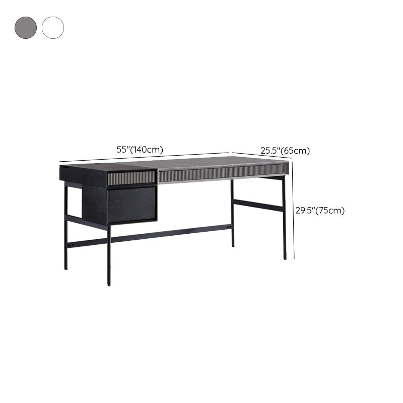 Industrial Style Stone Writing Desk Rectangular Office Desk with 3 Drawers Clearhalo 'furn' 'furn_office_desk' 'Furniture' 'Office Desks' 'Office Furniture' 'office_desk' 7456082