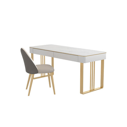 Bureau d'écriture contemporain en pierre avec bureau de bureau rectangulaire avec 2 tiroirs