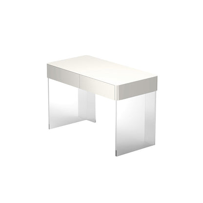 Contemporary Engineered Wood Writing Desk Acrylic Desk with 2 Drawers Gray Clearhalo 'furn' 'furn_office_desk' 'Furniture' 'Office Desks' 'Office Furniture' 'office_desk' 7456190