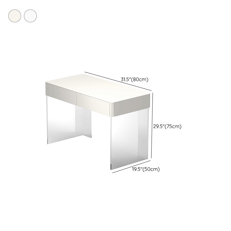 Contemporary Engineered Wood Writing Desk Acrylic Desk with 2 Drawers Clearhalo 'furn' 'furn_office_desk' 'Furniture' 'Office Desks' 'Office Furniture' 'office_desk' 7456201