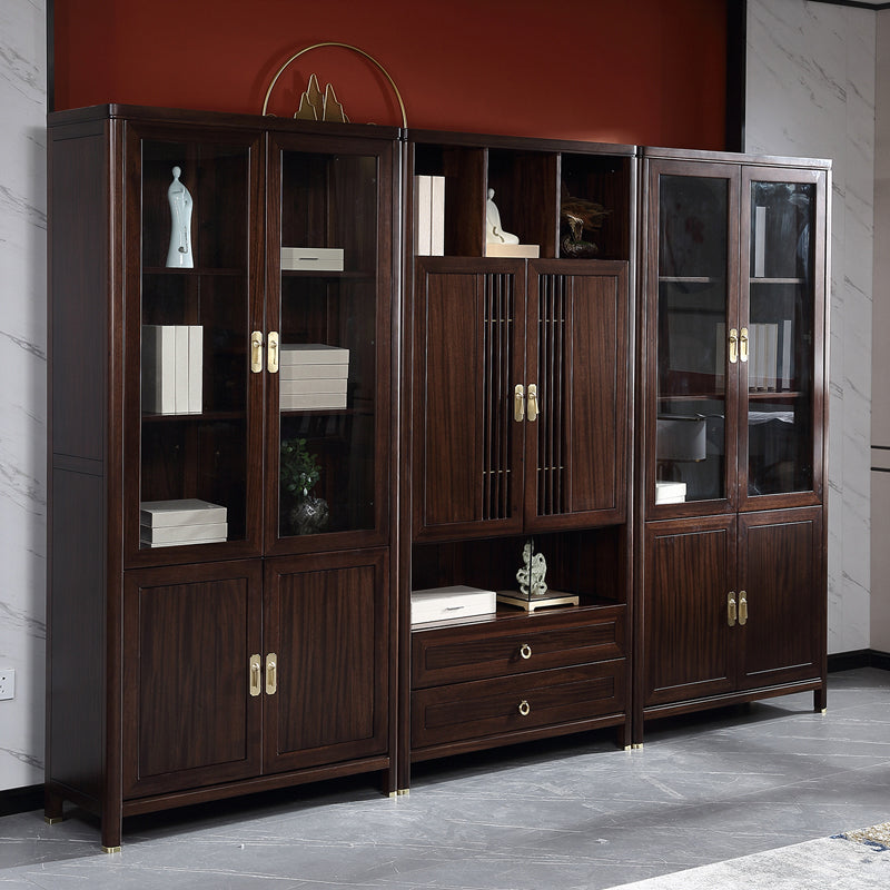 Closed Back Wood Bookshelf Contemporary Bookcase with Cabinets Clearhalo 'Bookcases' 'furn' 'furn_bookcases' 'Furniture' 'Office Furniture' 7456675