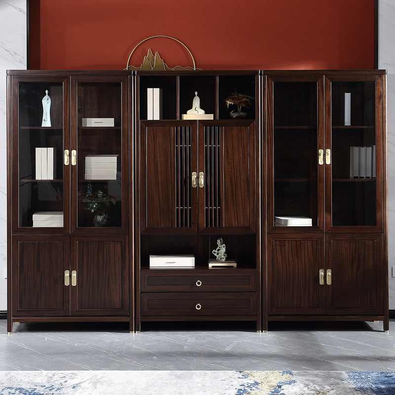 Closed Back Wood Bookshelf Contemporary Bookcase with Cabinets Clearhalo 'Bookcases' 'furn' 'furn_bookcases' 'Furniture' 'Office Furniture' 7456677