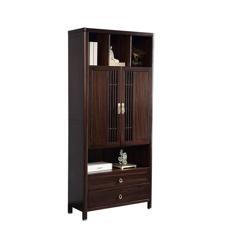 Closed Back Wood Bookshelf Contemporary Bookcase with Cabinets Drawers Clearhalo 'Bookcases' 'furn' 'furn_bookcases' 'Furniture' 'Office Furniture' 7456678