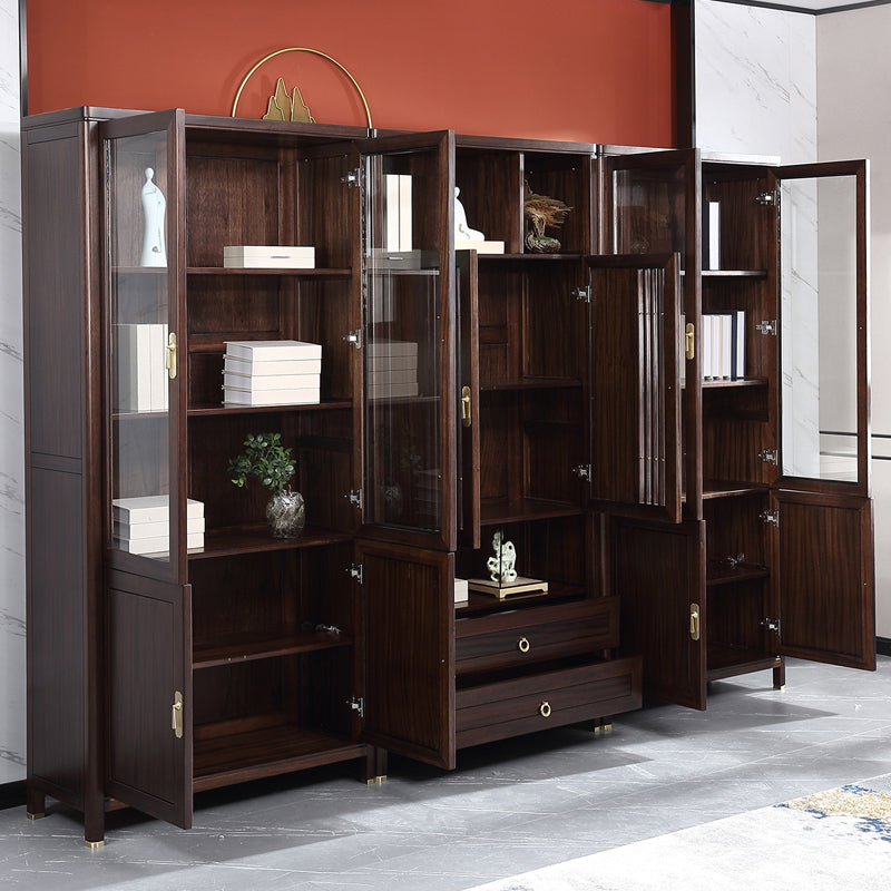 Closed Back Wood Bookshelf Contemporary Bookcase with Cabinets Clearhalo 'Bookcases' 'furn' 'furn_bookcases' 'Furniture' 'Office Furniture' 7456679