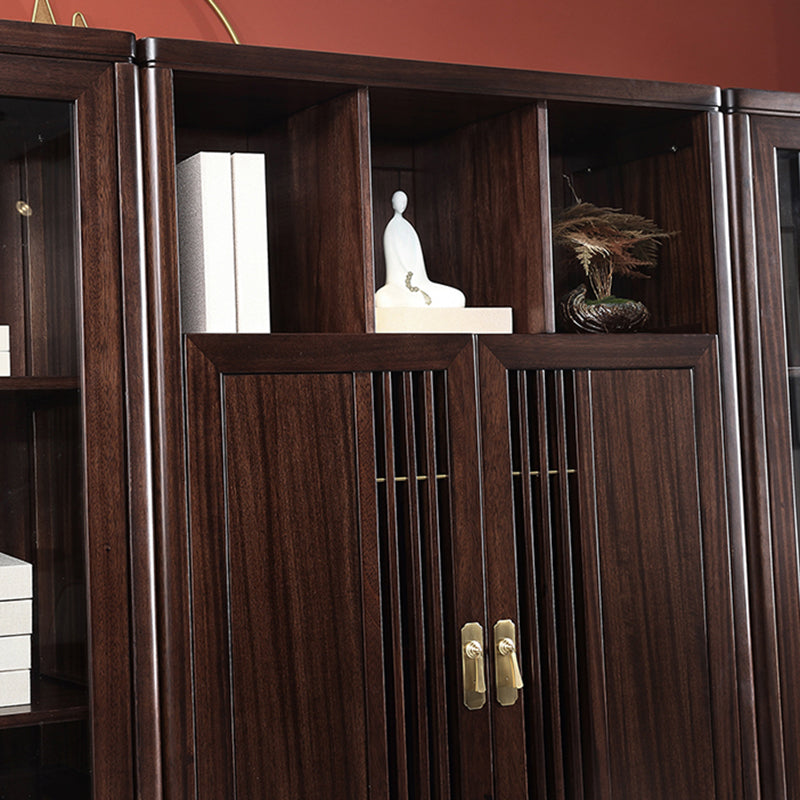 Closed Back Wood Bookshelf Contemporary Bookcase with Cabinets Clearhalo 'Bookcases' 'furn' 'furn_bookcases' 'Furniture' 'Office Furniture' 7456685