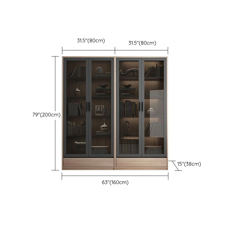 Bibliothèques en bois modernes portes en verre fermé étagère de rangement fermé pour la maison