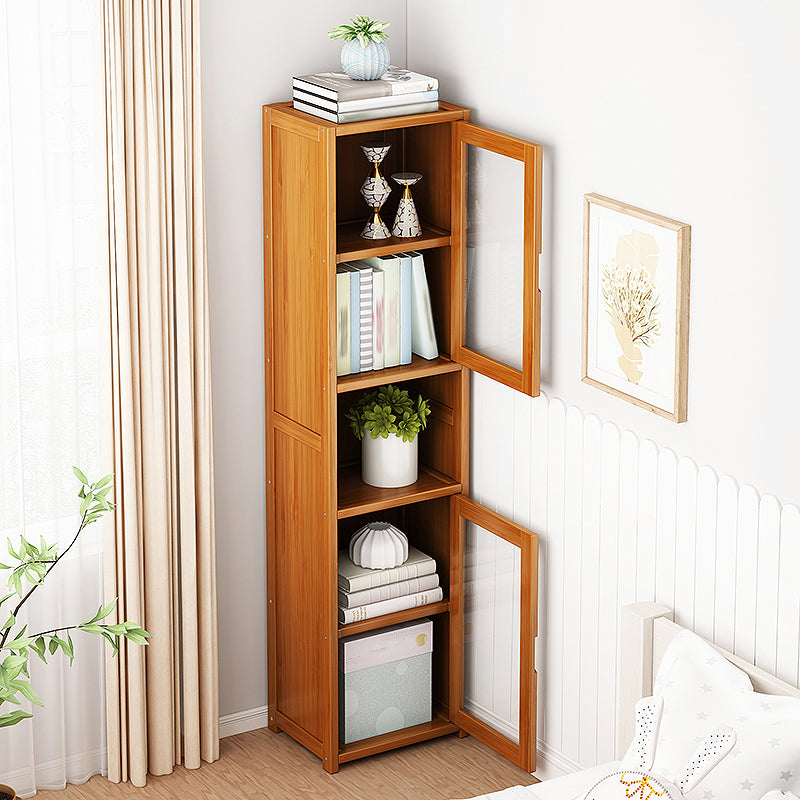Contemporary Closed Back Bookcase Bamboo Vertical Bookshelf with Doors Clearhalo 'Bookcases' 'furn' 'furn_bookcases' 'Furniture' 'Office Furniture' 7456754