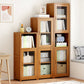 Contemporary Closed Back Bookcase Bamboo Vertical Bookshelf with Doors Clearhalo 'Bookcases' 'furn' 'furn_bookcases' 'Furniture' 'Office Furniture' 7456757