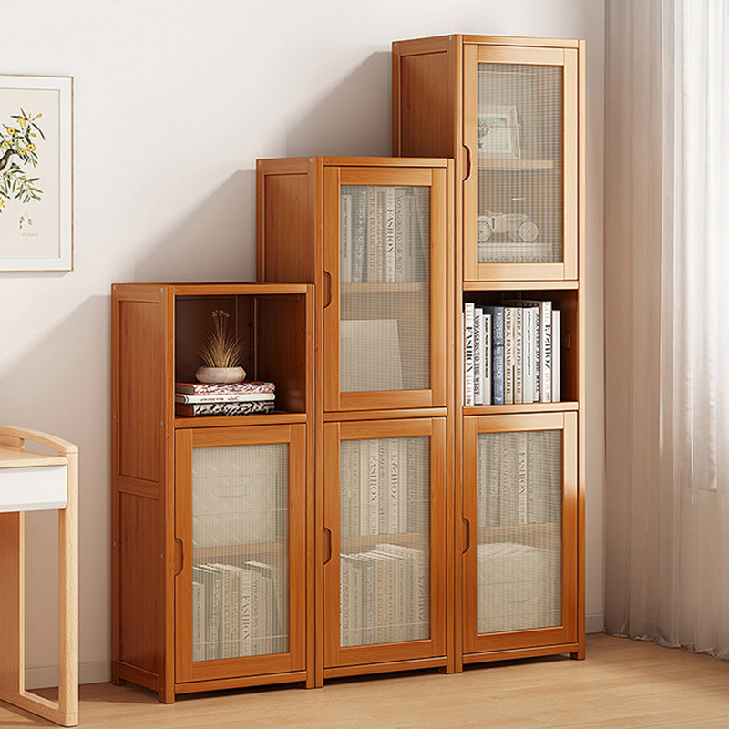 Contemporary Closed Back Bookcase Bamboo Vertical Bookshelf with Doors Clearhalo 'Bookcases' 'furn' 'furn_bookcases' 'Furniture' 'Office Furniture' 7456766