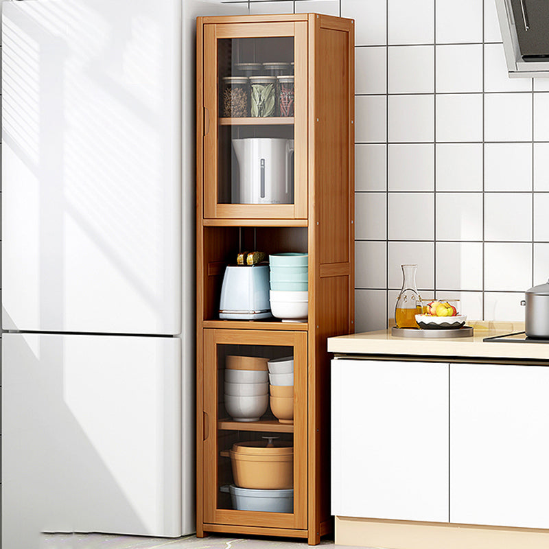 Contemporary Closed Back Bookcase Bamboo Vertical Bookshelf with Doors Clearhalo 'Bookcases' 'furn' 'furn_bookcases' 'Furniture' 'Office Furniture' 7456767